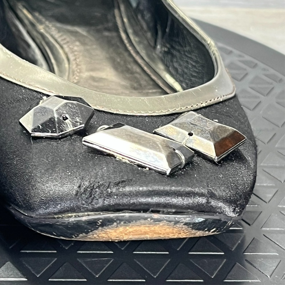 Burberry Women's Silver Black Slip On Embellished Ballet Flats Size EU 36 US 5 - Picture 9 of 13